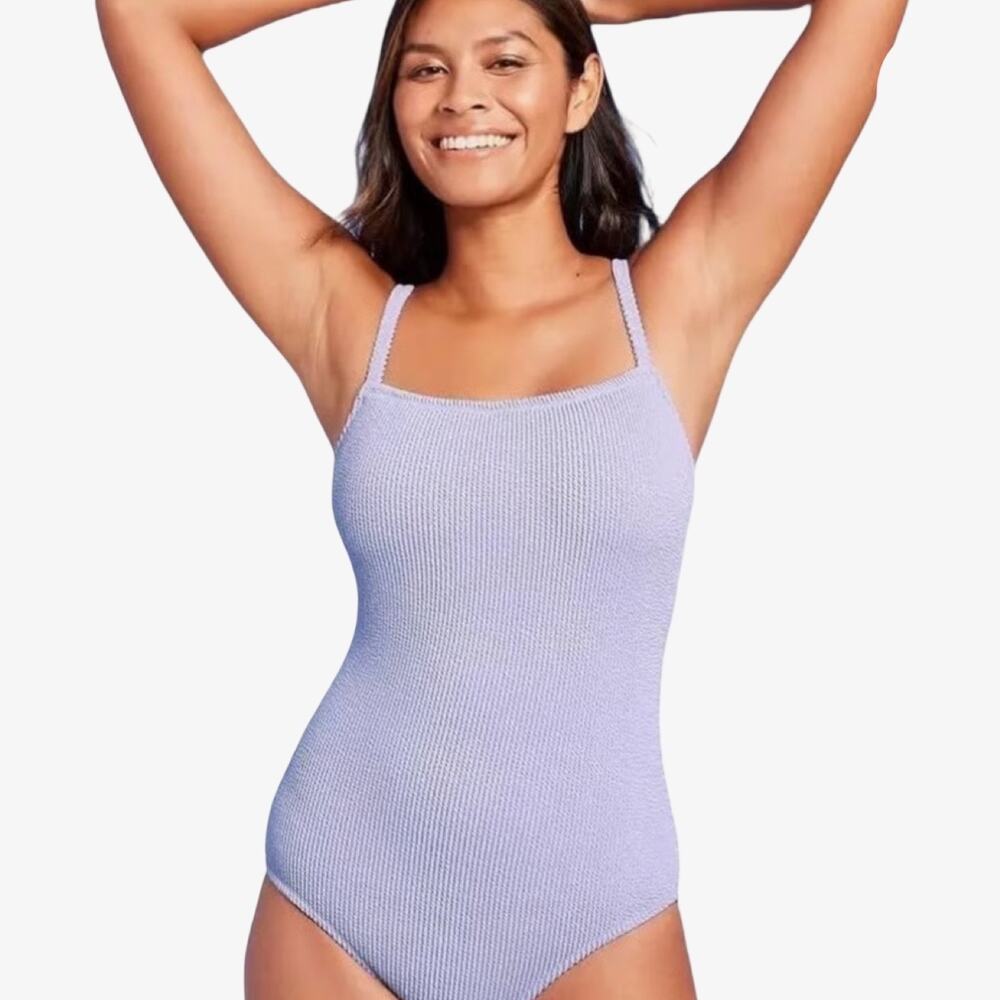 Kona Sol Lilac Textured One-Piece Swimsuit